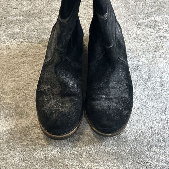 Eileen Fisher Boots Womens 7.5 Black Suede Metallic Tall Zipper Convertible - Picture 8 of 11